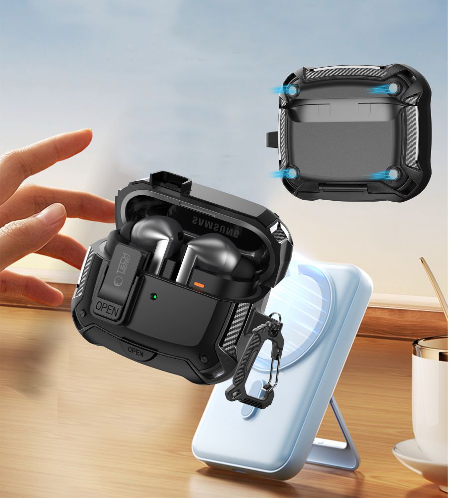 Tech-Protect silikonhakfodral för Samsung Galaxy Buds 3 / 3 FE / 3 Pro - Svart