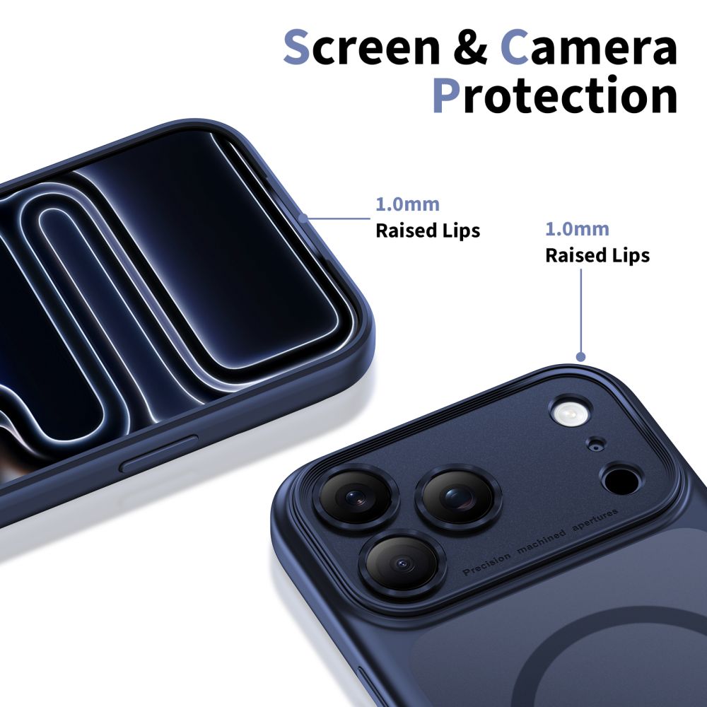Tech-Protect Magpeak Magsafe CC-etui til iPhone 17 Pro Max - mat marineblå
