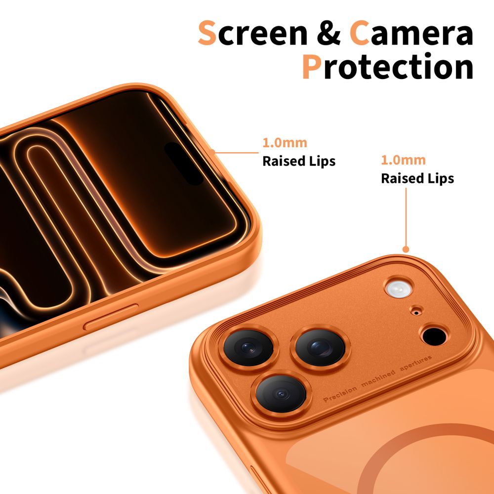 Tech-Protect Magpeak Magsafe CC-etui til iPhone 17 Pro - gennemsigtig orange
