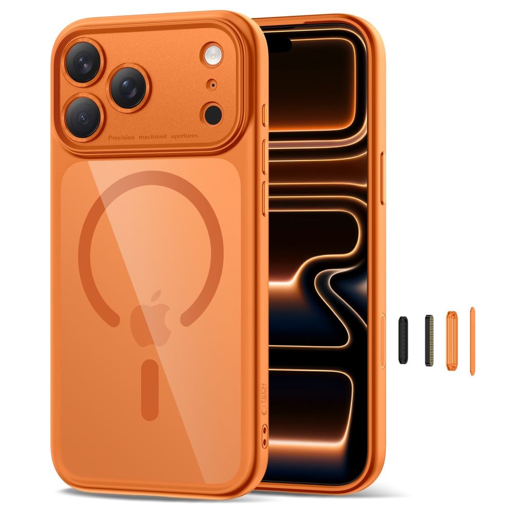 Tech-Protect Magpeak Magsafe CC-fodral för iPhone 17 Pro Max - Transparent orange
