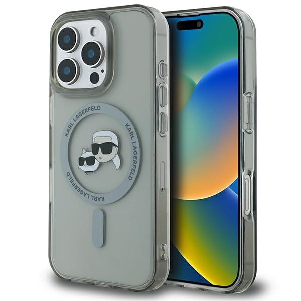 Karl Lagerfeld IML Metal Karl&Choupette Head MagSafe-fodral för iPhone 16 Pro - Svart