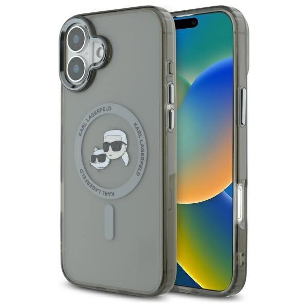 Karl Lagerfeld IML Metal Karl&Choupette Head MagSafe-fodral för iPhone 16 Plus - Svart