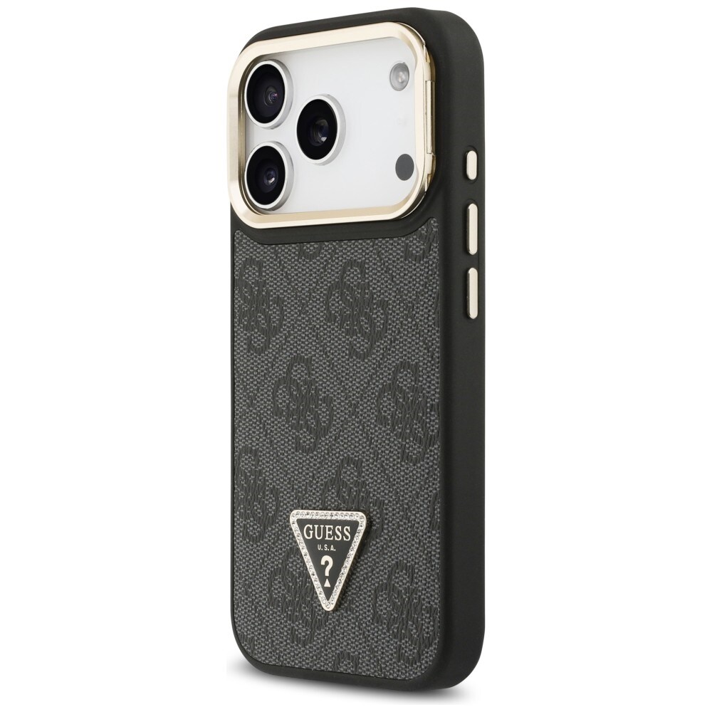 Guess 4G PU Triangle Logo & Stand Camera Magsafe-fodral för iPhone 17 Pro - Svart