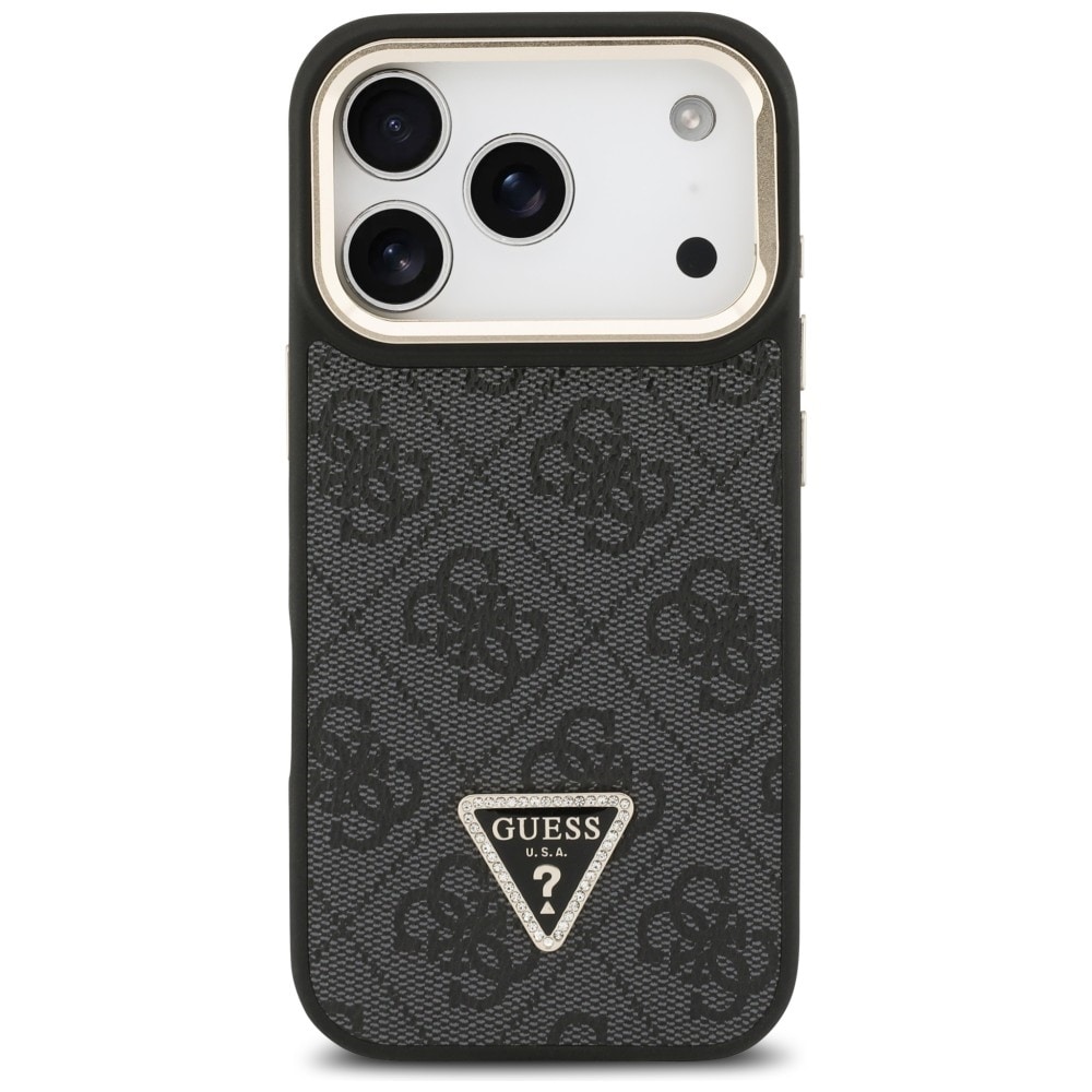 Guess 4G PU Triangle Logo & Stand Camera Magsafe-fodral för iPhone 17 Pro - Svart
