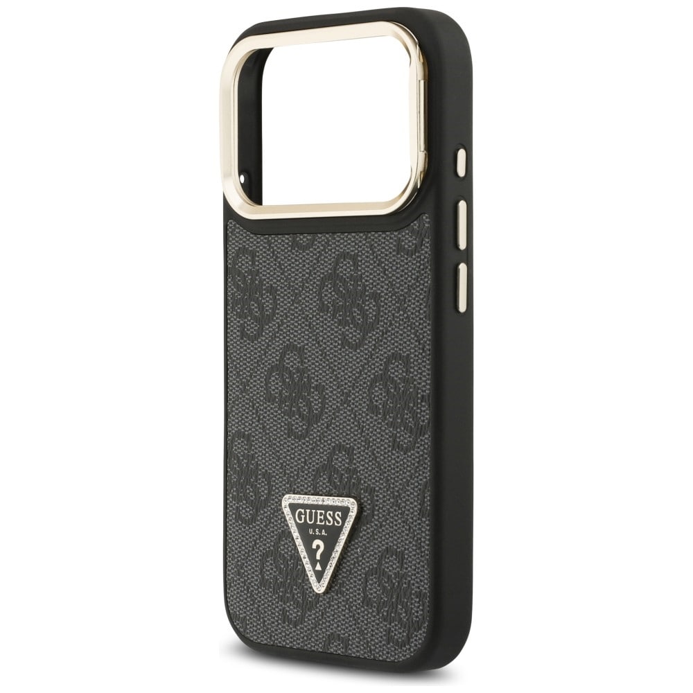 Guess 4G PU Triangle Logo & Stand Camera Magsafe-fodral för iPhone 17 Pro - Svart