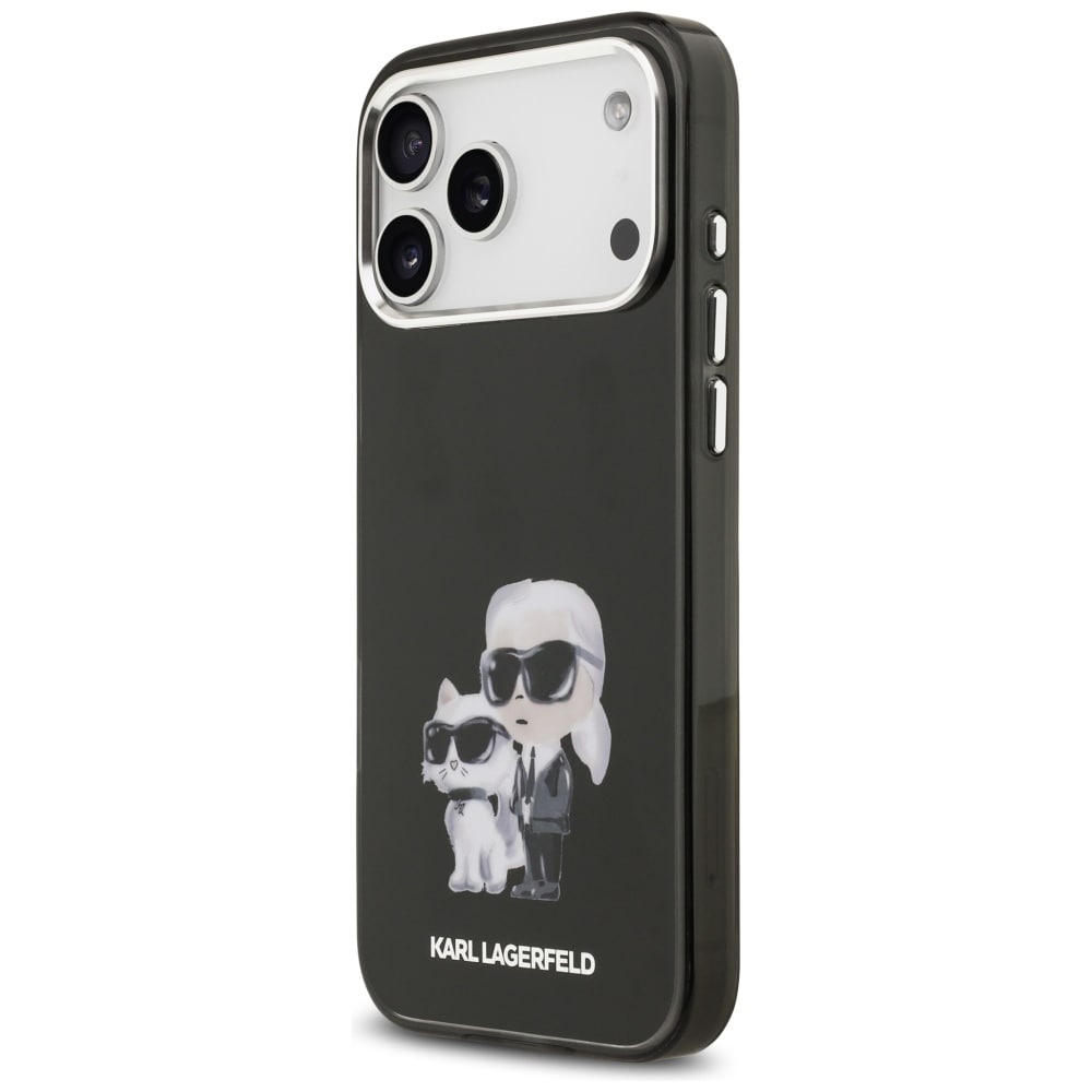 Karl Lagerfeld IML Aquarelle Karl & Choupette & Logo MagSafe-etui til iPhone 17 Pro - Sort