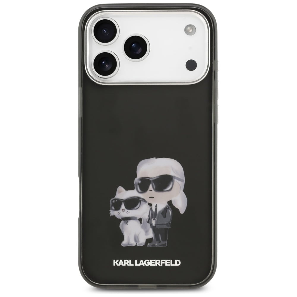Karl Lagerfeld IML Aquarelle Karl & Choupette & Logo MagSafe-etui til iPhone 17 Pro - Sort