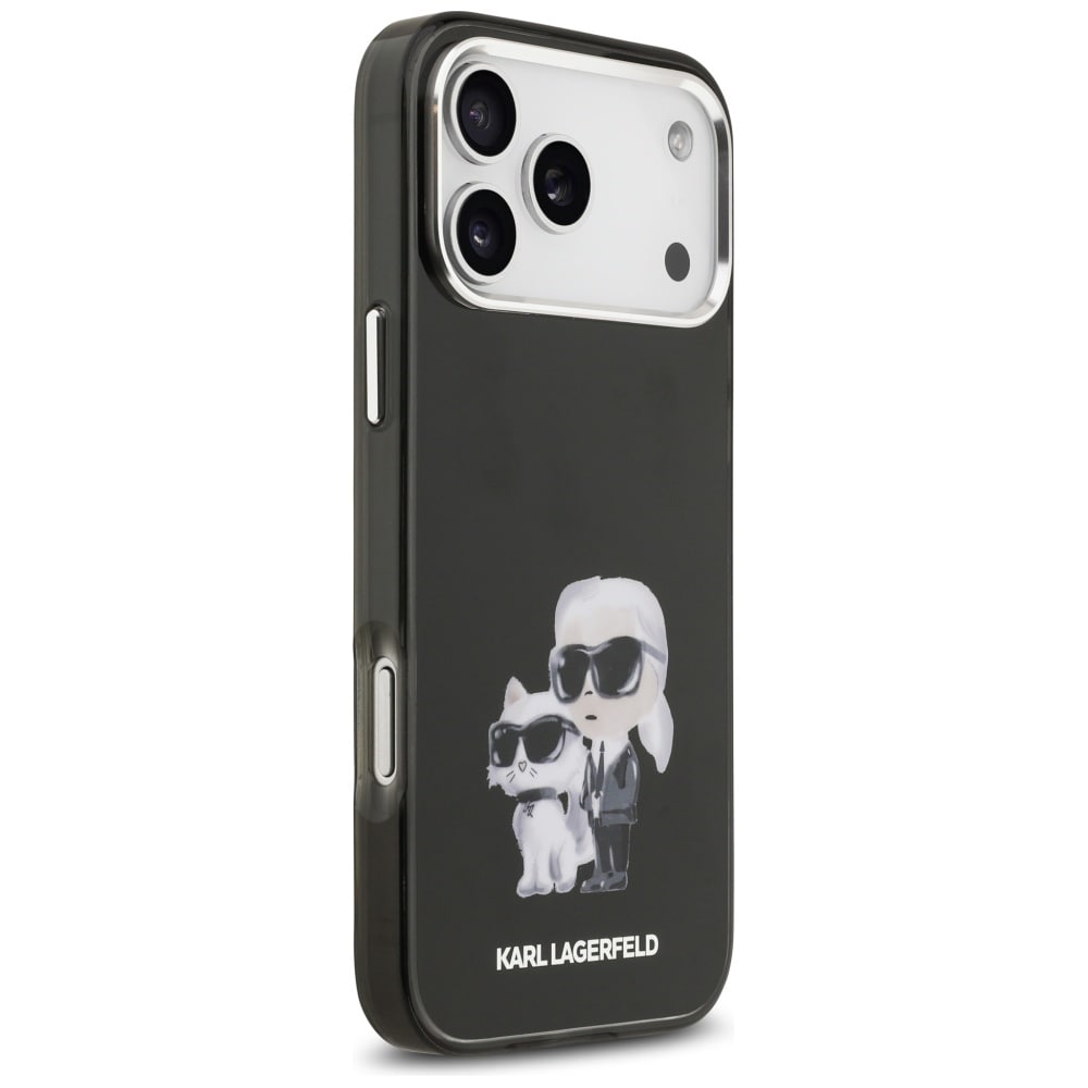 Karl Lagerfeld IML Aquarelle Karl & Choupette & Logo MagSafe-etui til iPhone 17 Pro - Sort