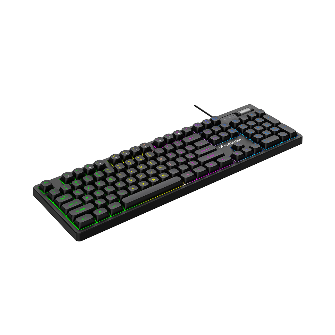 Wozinsky WKG-200 gaming-tangentbord med regnbågsmembran och scrollhjul - svart