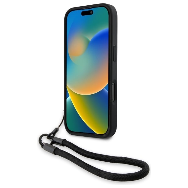 BMW Signature Leather Wordmark Cord Fodral för iPhone 16 Pro - Svart
