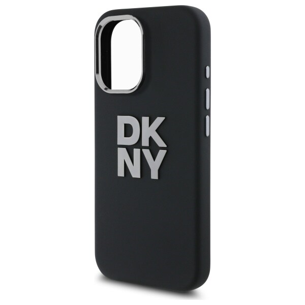 DKNY Liquid Silicone Metal Logo iPhone 16 Etui - Sort