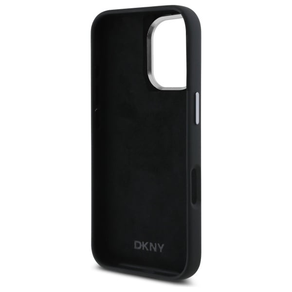 DKNY Liquid Silicone Metal Logo iPhone 16 Etui - Sort
