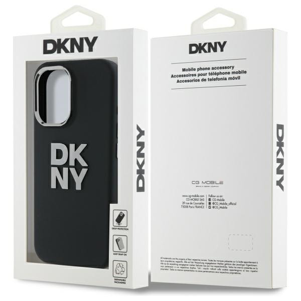 DKNY Liquid Silicone Metal Logo iPhone 16 Etui - Sort