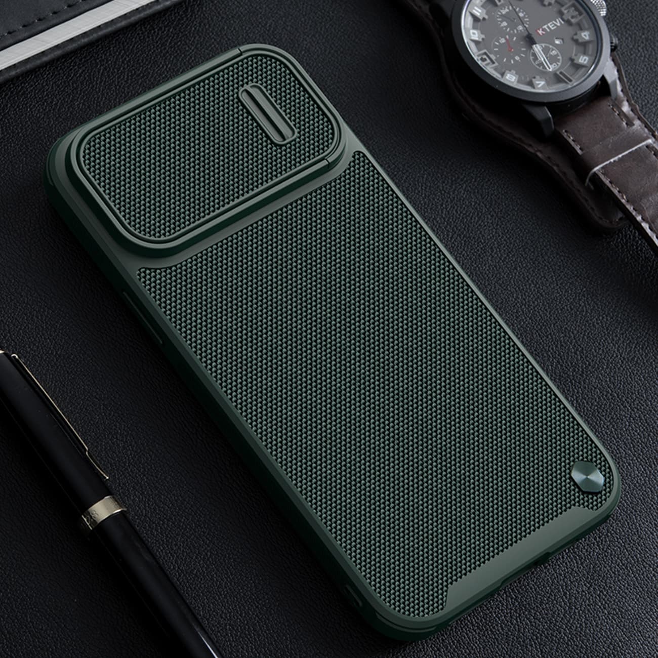 Nillkin Textured S Case för iPhone 14 Plus, pansarskydd med kameraskydd, blå