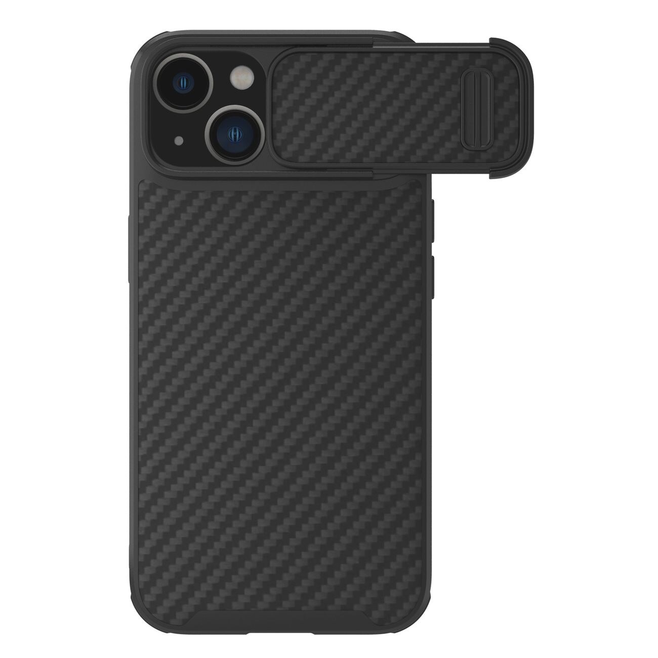 Nillkin Synthetic Fiber S Case iPhone 14 Plus-fodral med kameraskydd, svart