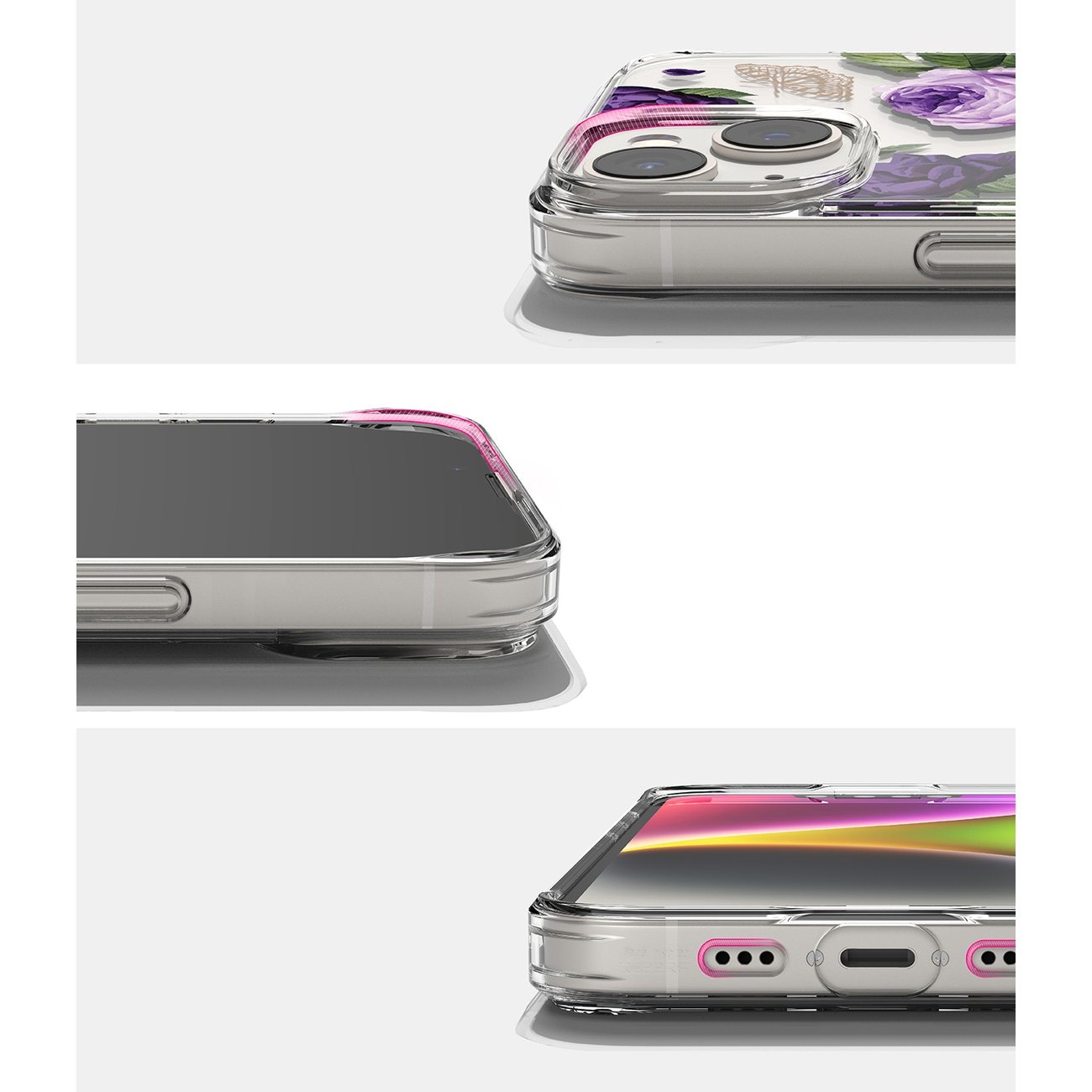Ringke Fusion Design Pansarfodral med gelram för iPhone 14 Plus transparent (Purple rose) (FD637E29)