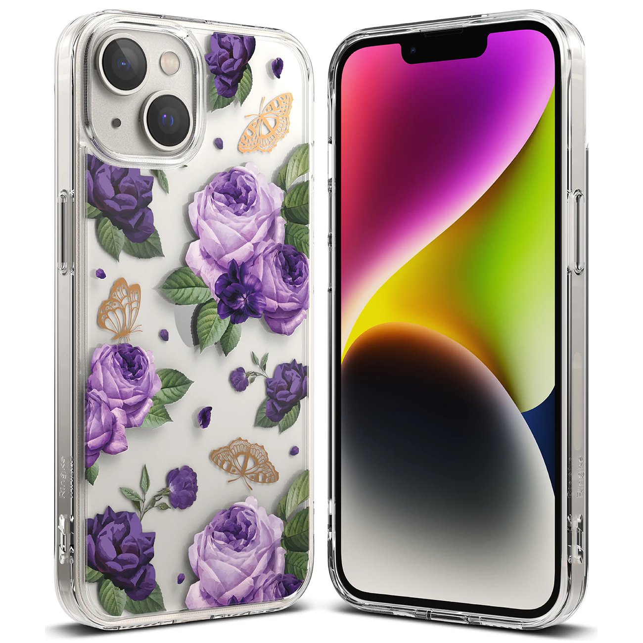 Ringke Fusion Design Pansarfodral med gelram för iPhone 14 Plus transparent (Purple rose) (FD637E29)