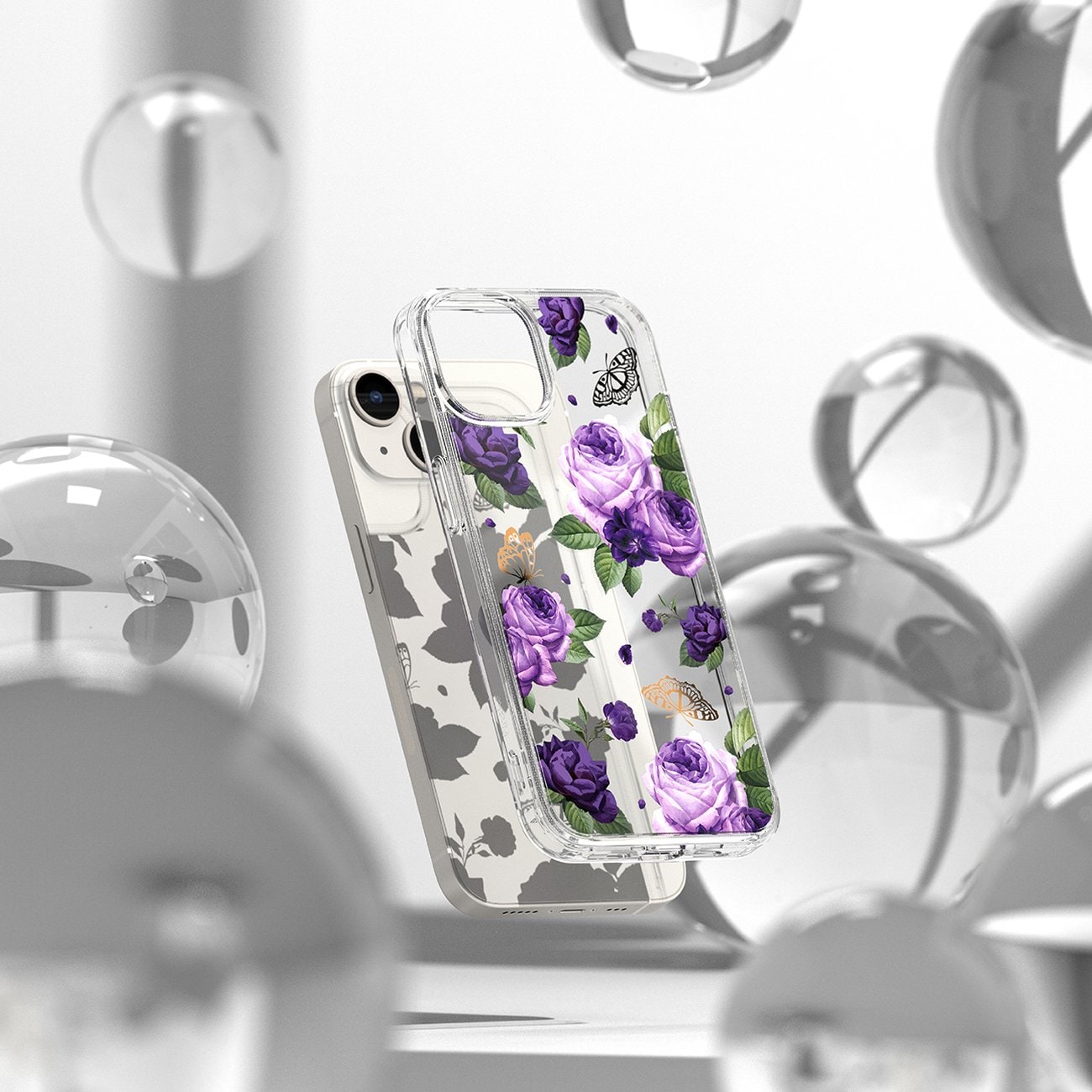 Ringke Fusion Design Pansarfodral med gelram för iPhone 14 Plus transparent (Purple rose) (FD637E29)