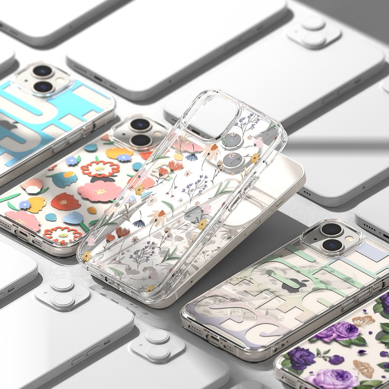 Ringke Fusion Design Pansarfodral med gelram för iPhone 14 Plus transparent (Purple rose) (FD637E29)