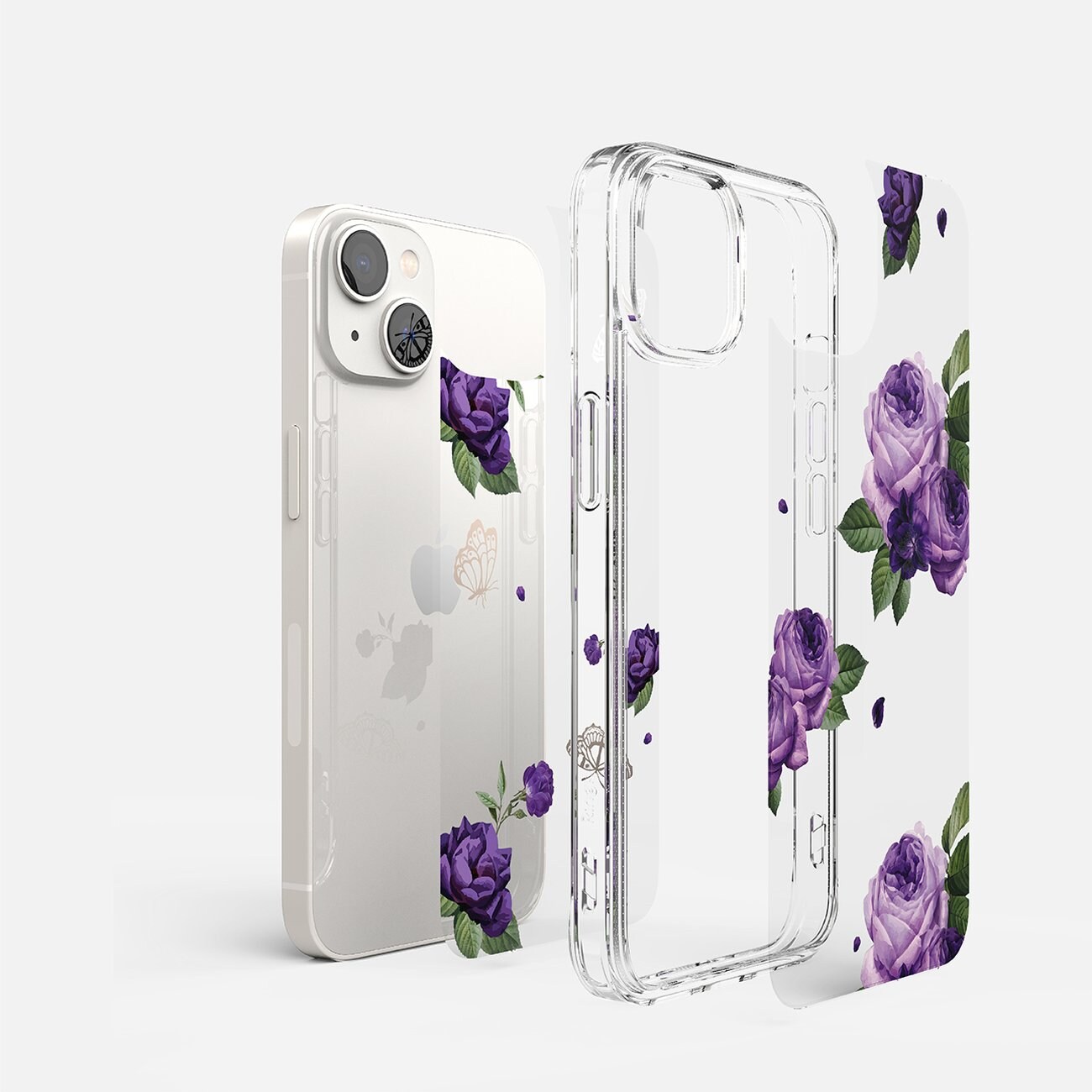 Ringke Fusion Design Pansarfodral med gelram för iPhone 14 Plus transparent (Purple rose) (FD637E29)