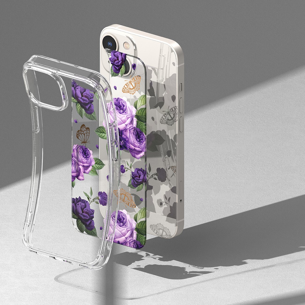 Ringke Fusion Design Pansarfodral med gelram för iPhone 14 Plus transparent (Purple rose) (FD637E29)