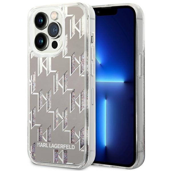 Karl Lagerfeld KLHCP14LLMNMS iPhone 14 Pro 6.1" Hardcase Silver Liquid Glitter Monogram