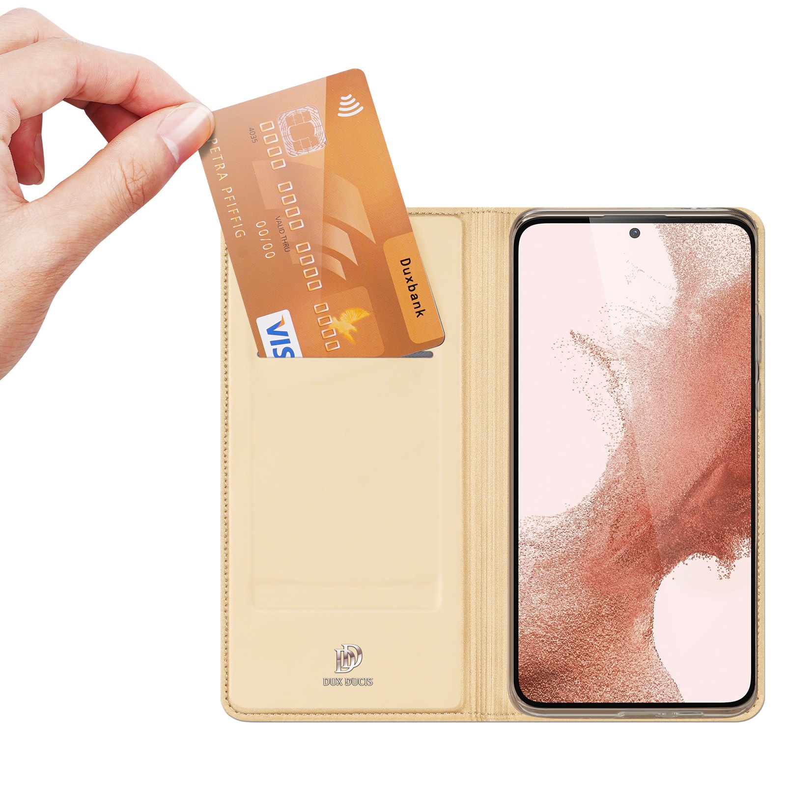 Dux Ducis Skin Pro-etui til Samsung Galaxy S23+ Flip Card Wallet Stand Gold