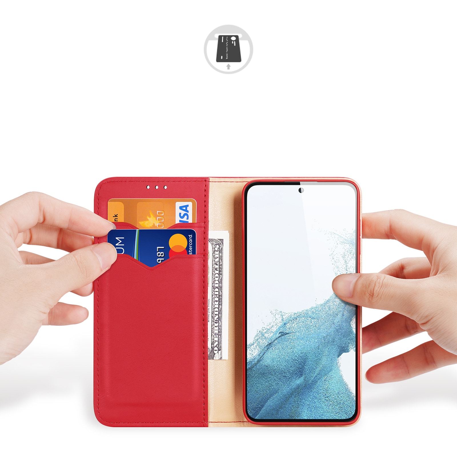Dux Ducis Hivo etui Samsung Galaxy S23+ flip cover wallet stand RFID blocking red