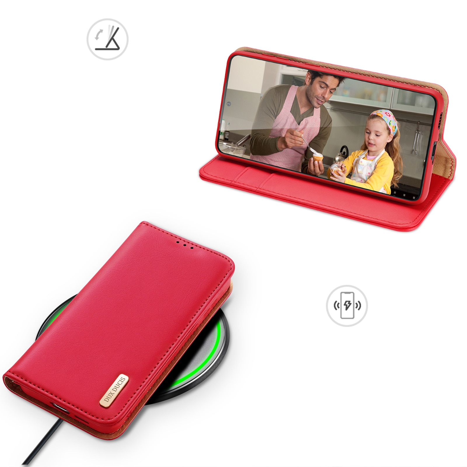 Dux Ducis Hivo etui Samsung Galaxy S23+ flip cover wallet stand RFID blocking red