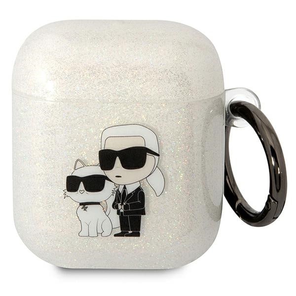 Karl Lagerfeld KLA2HNKCTGT Airpods 1/2 skydd transparent Gliter Karl&Choupette