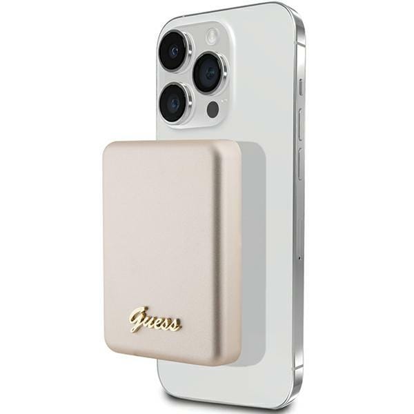 Guess MagSafe Metal Script Logo induktion powerbank 5W 3000mAh - guld