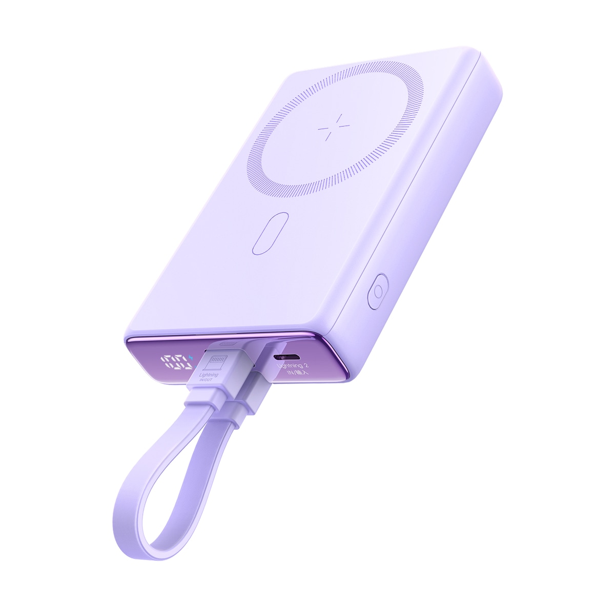 Powerbank Joyroom JR-PBM01 magnetisk 10000mAh 20W med stativ + blixtkabel - USB-C - lila