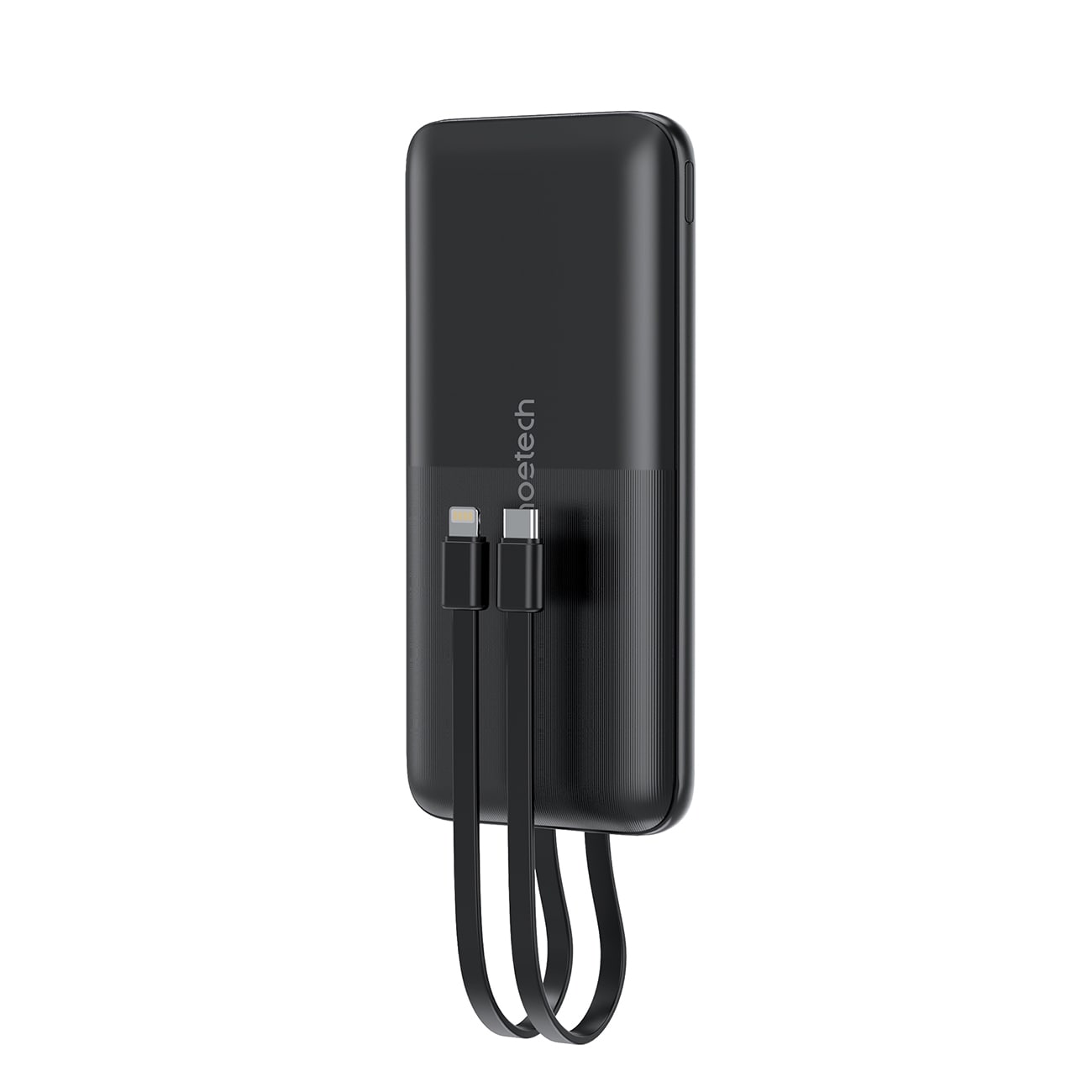 Powerbank Choetech B654 10000mAh 22,5W USB-A/C/micro USB med inbyggd USB-C/Lightning-kabel - svart