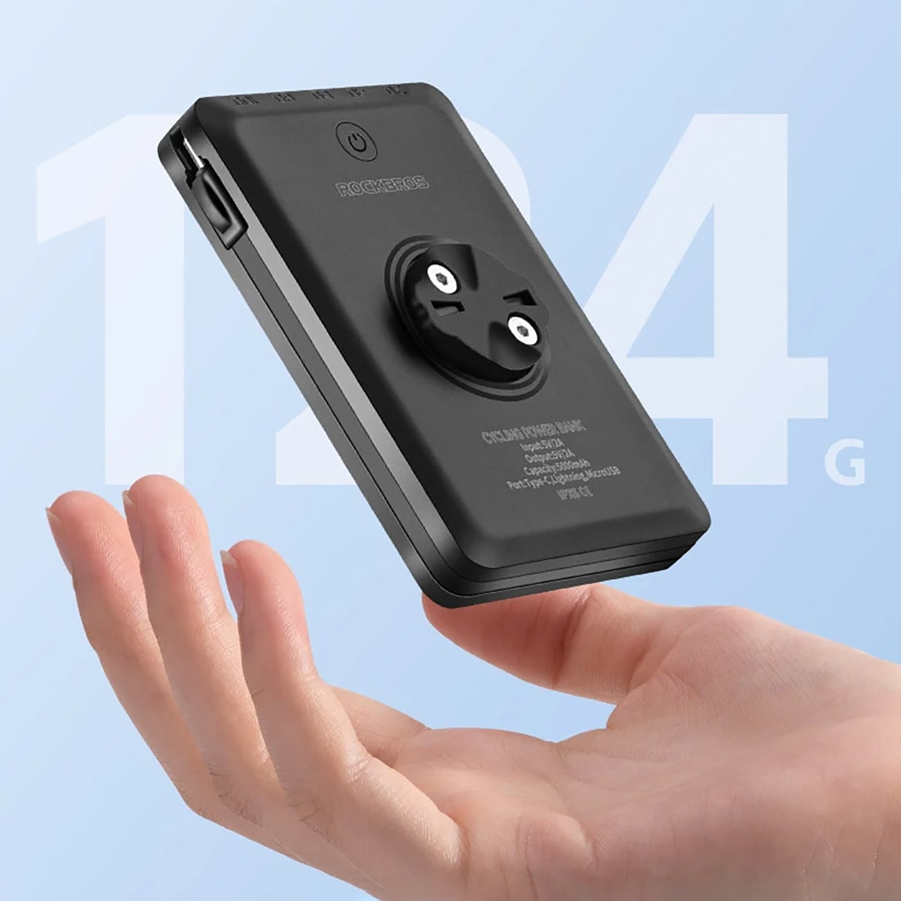 Rockbros JP008 frontlykt for sykkel med powerbank 5000mAh 150lm IPX6 - svart
