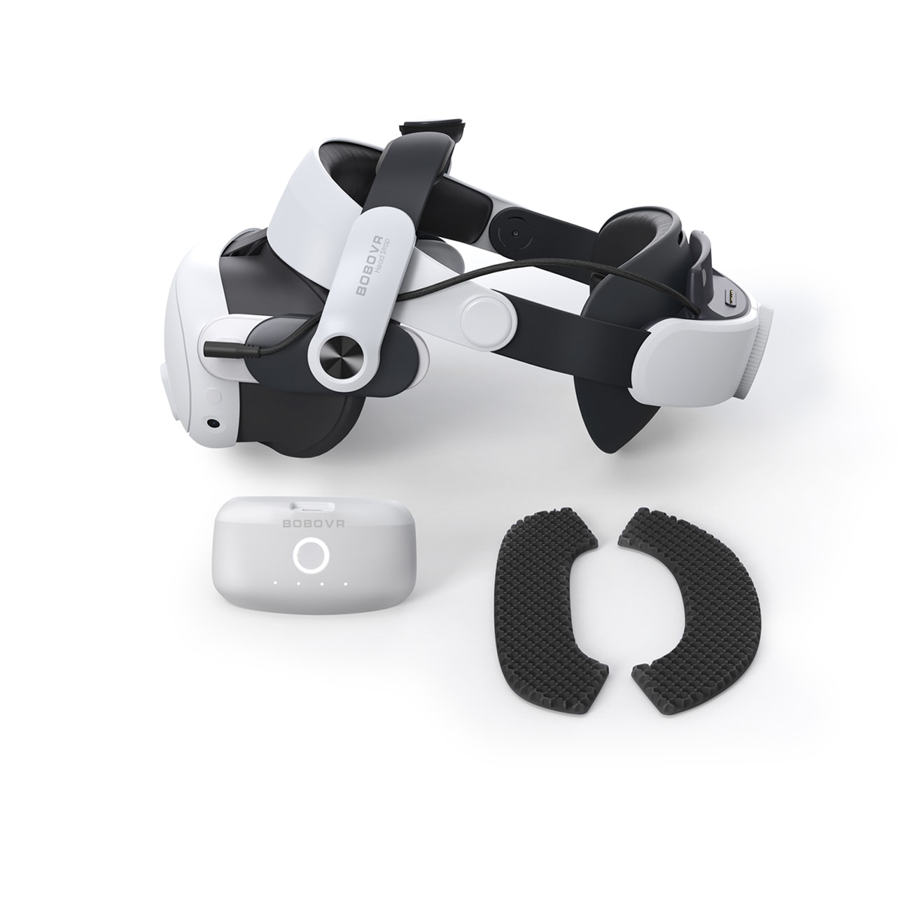 BoboVR M3 Pro rem för Meta Quest 3 VR-headset + BoboVR B2-batteri - svart och vitt