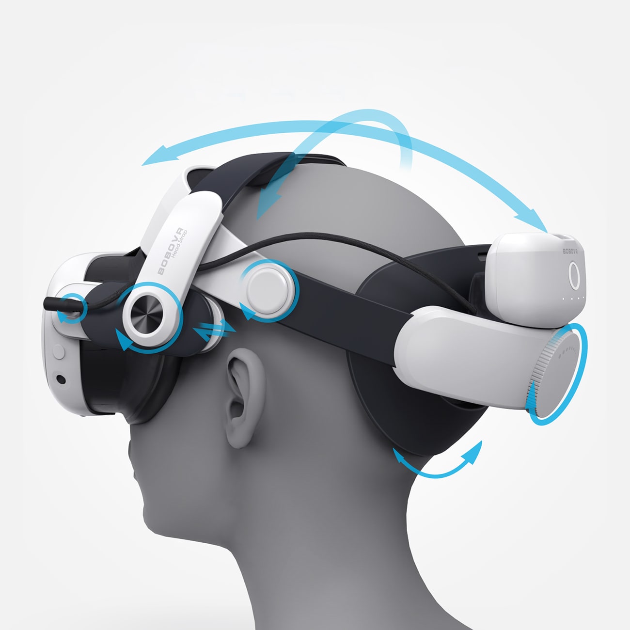 BoboVR M3 Pro rem för Meta Quest 3 VR-headset + BoboVR B2-batteri - svart och vitt