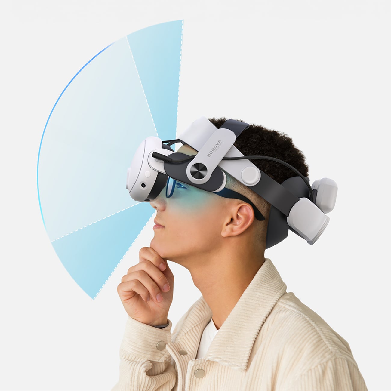 BoboVR M3 Pro rem för Meta Quest 3 VR-headset + BoboVR B2-batteri - svart och vitt