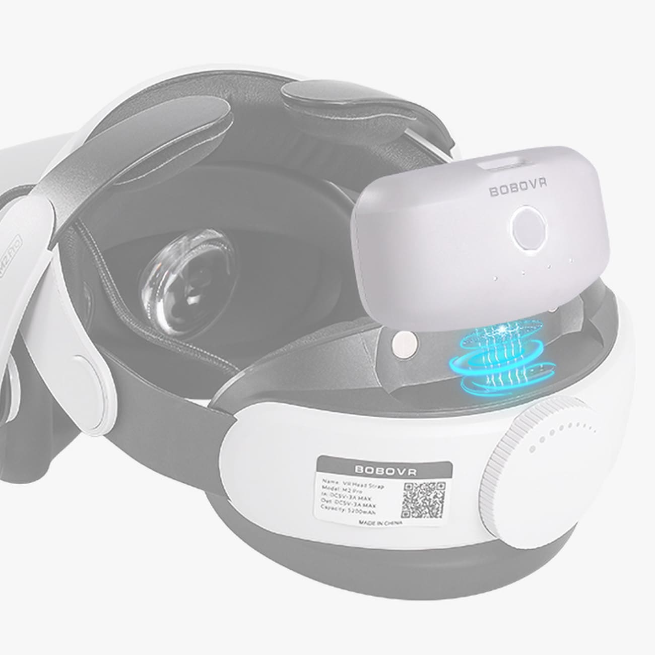 BoboVR B2 externt batteri för BoboVR M1 / M2 / M3-armband 5200mAh - vit