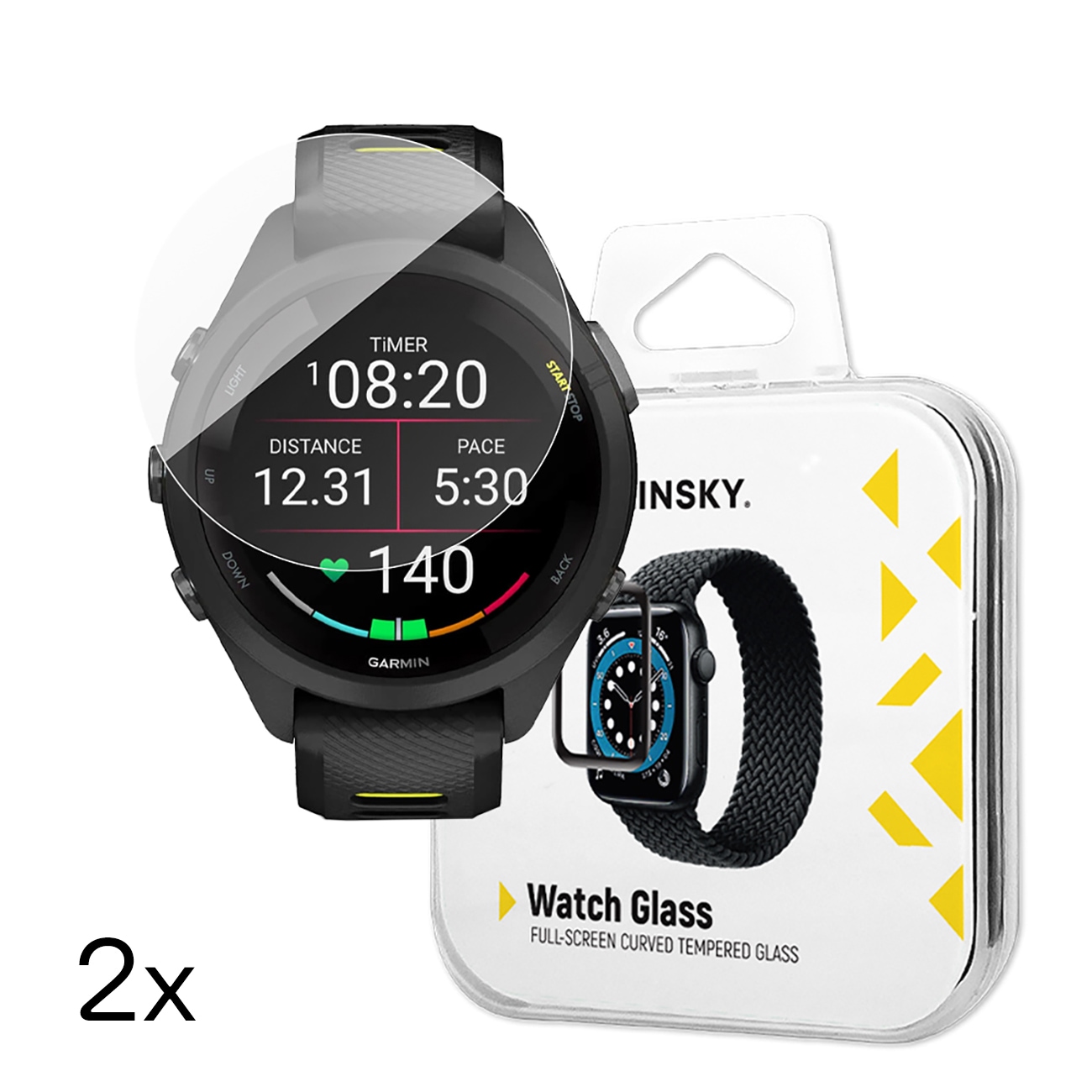 Wozinsky Fullt limhärdat glas för Garmin Forerunner 265s 42mm (2 st.)