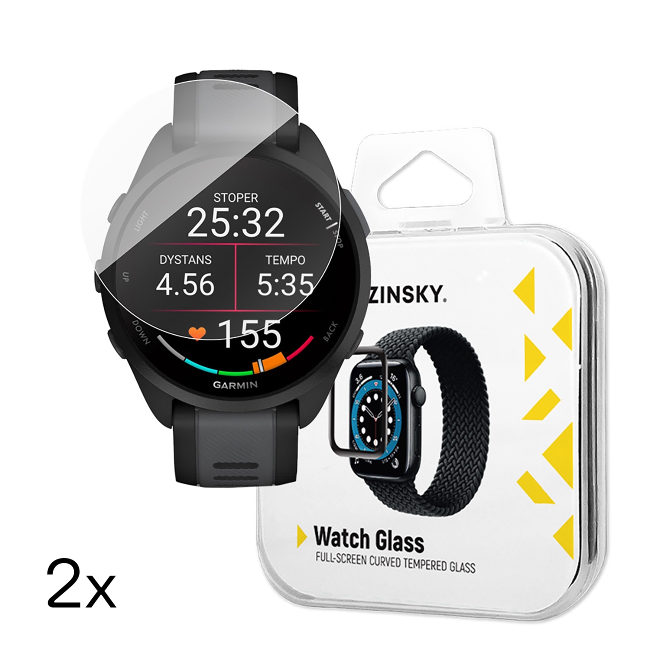 Wozinsky Härdat glas med full limning för Garmin Forerunner 165 (2 st.)