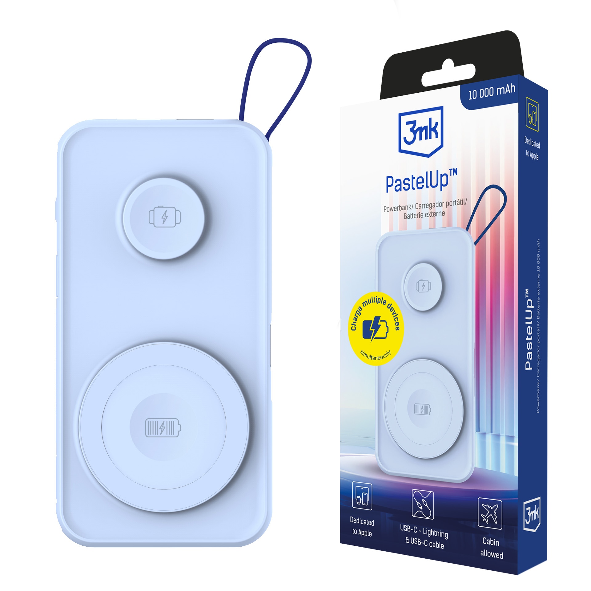 Powerbank 3mk PastelUp 10.000mAh 22,5W USB 1A1C - blå