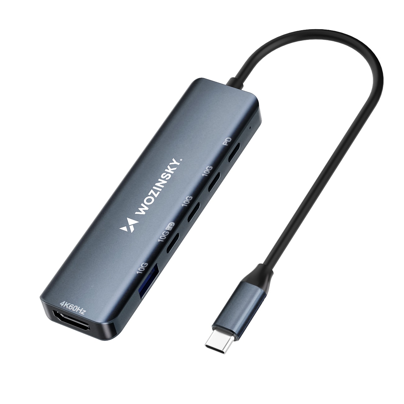 USB-C 6 i 1-hubb Wozinsky WHBC10Y4S Multifunktionell, aluminium, med 25 cm kabel - Grå