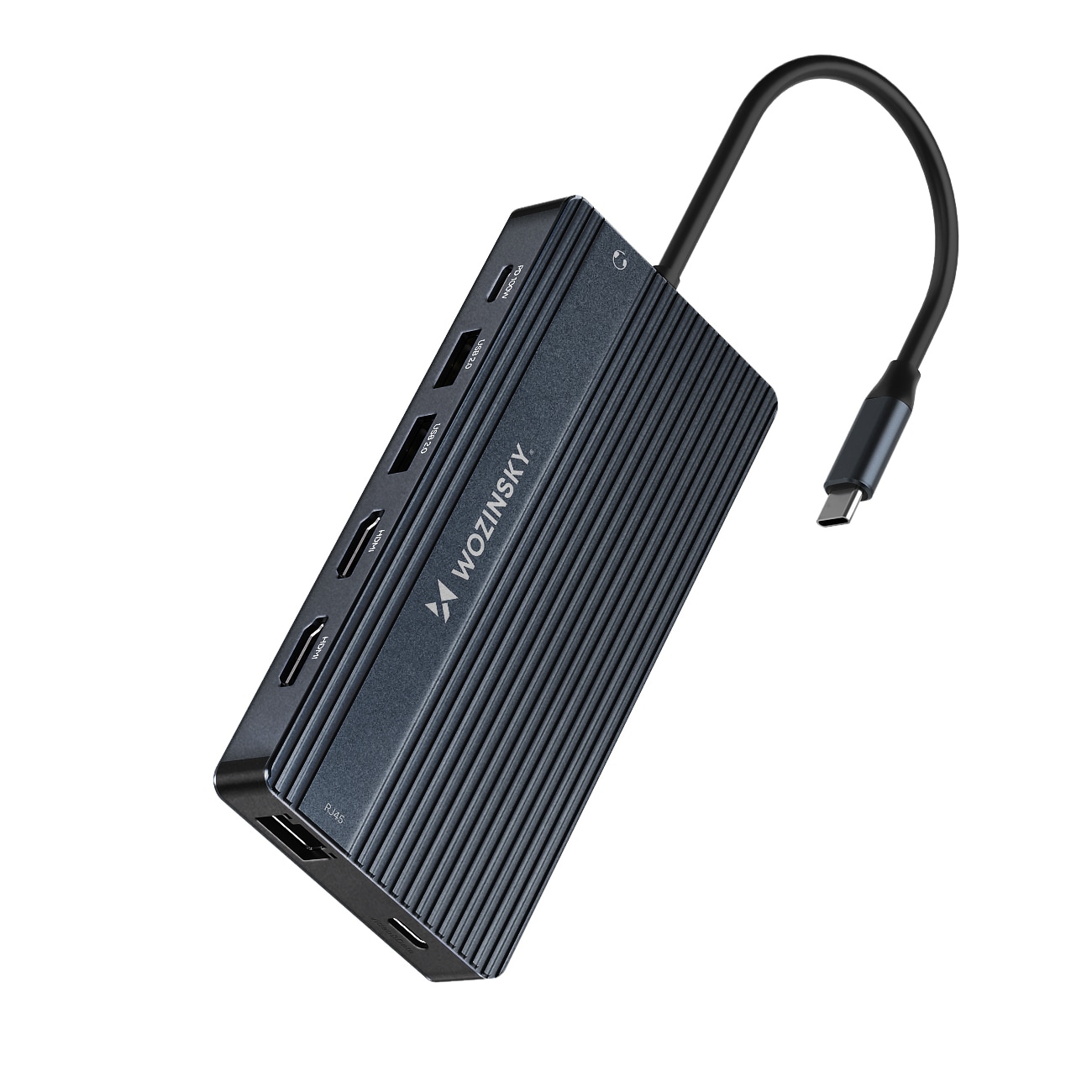 USB-C-hubb 14 i 1 Wozinsky WDS03Y5S – aluminium, 4K för tre skärmar, 100 W PD, 10 Gbps