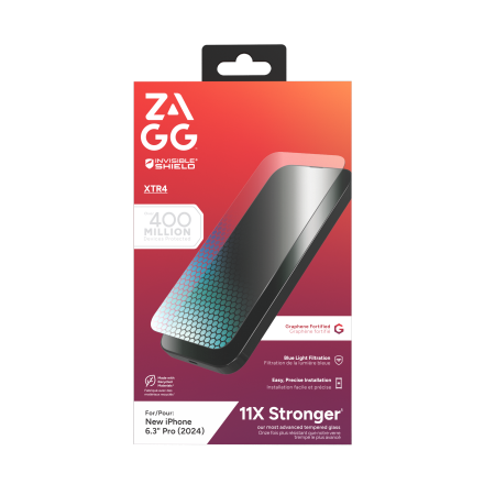 ZAGG InvisibleShield Glass XTR4 Graphene skärmskydd med blåljusfilter för iPhone 16 Pro