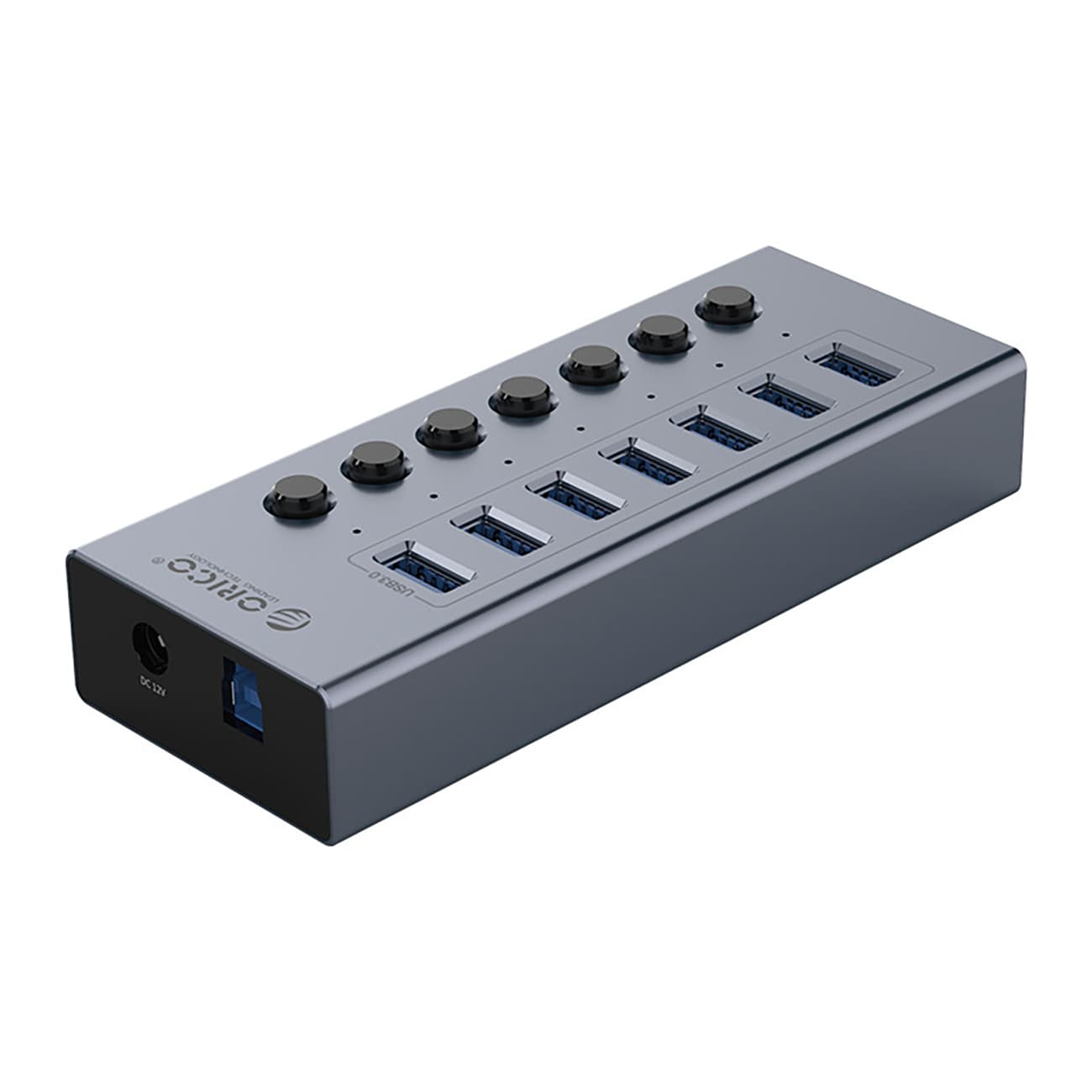 Orico BT2U3-7AB Hub 7x USB-A 3.0 med switchar - grå