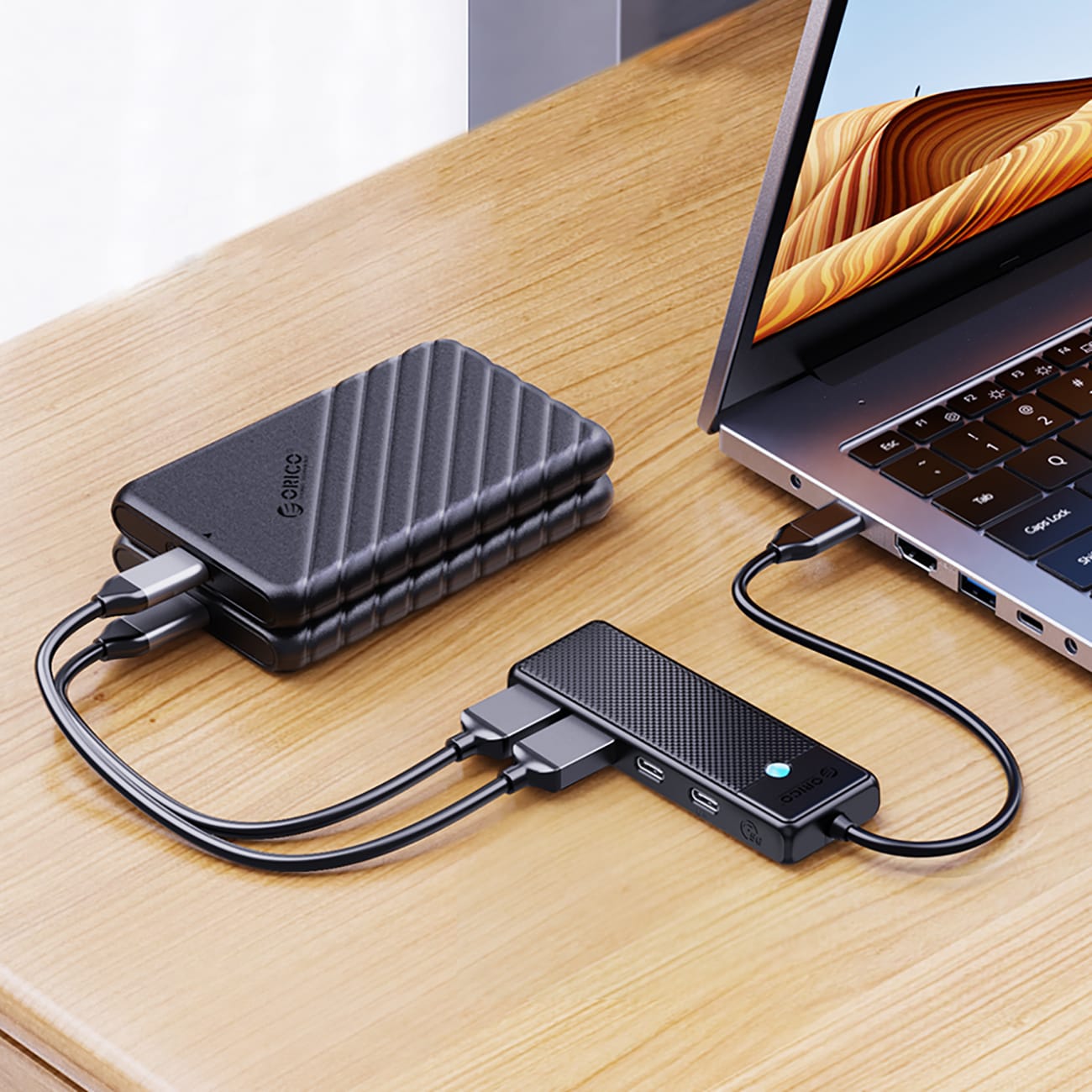 Orico PAPW4A-C3 USB-A Hub Dockningsstation 4x USB-A 3.0 - Svart