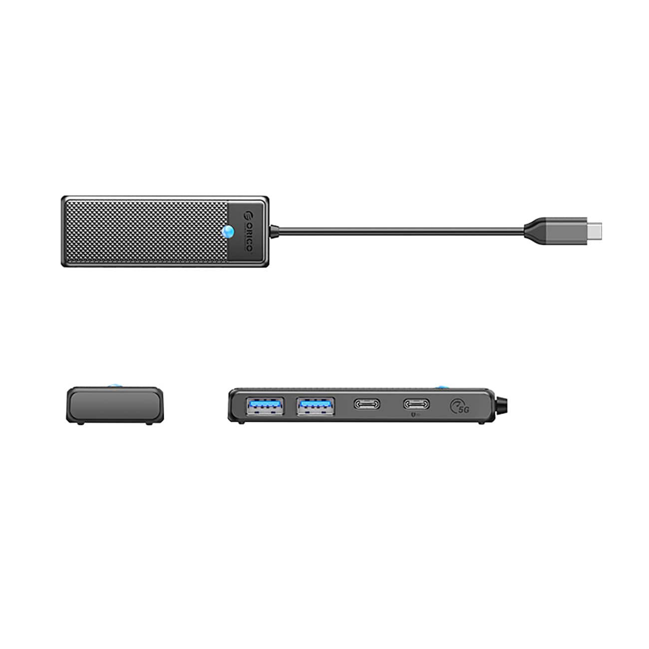 Hub USB-C Orico PAPW2AC-C3 dockningsstation 2x USB-A 3.0 + 2x USB-C 3.0 - svart