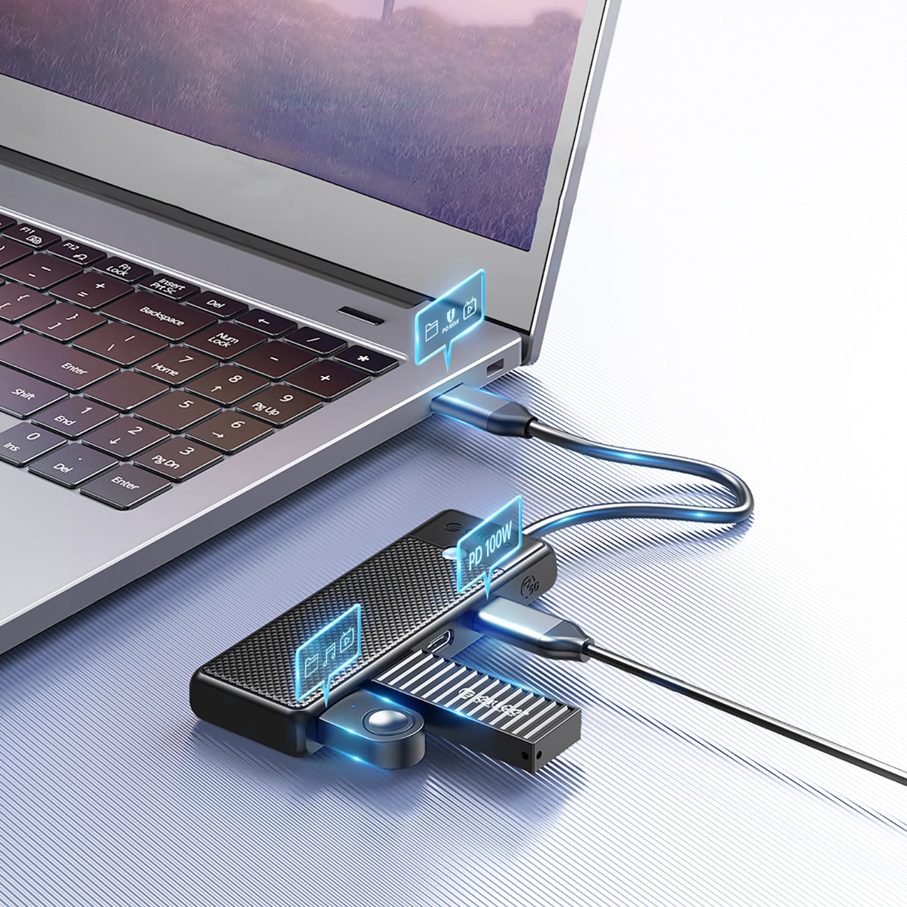 Hub USB-C Orico PAPW2AC-C3 dockningsstation 2x USB-A 3.0 + 2x USB-C 3.0 - svart