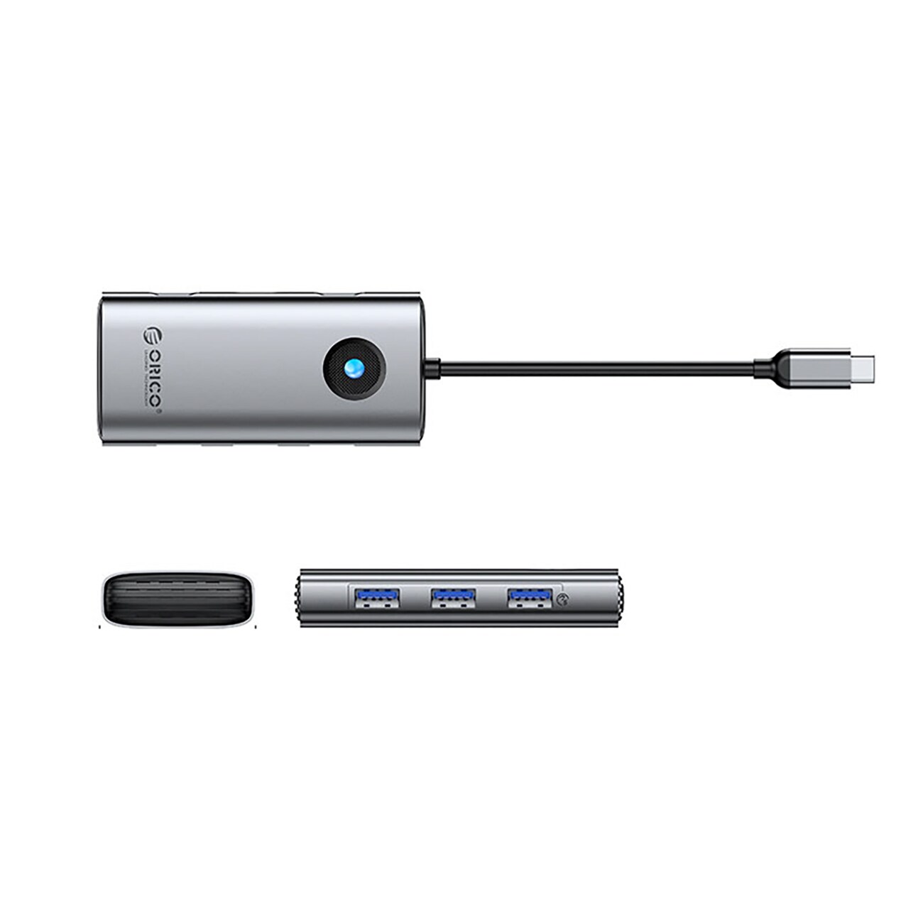 Orico PW11-6P USB-C Hub Dockningsstation 3x USB-A 3.0 + 1x USB-C 2.0 + 1x HDMI - Grå