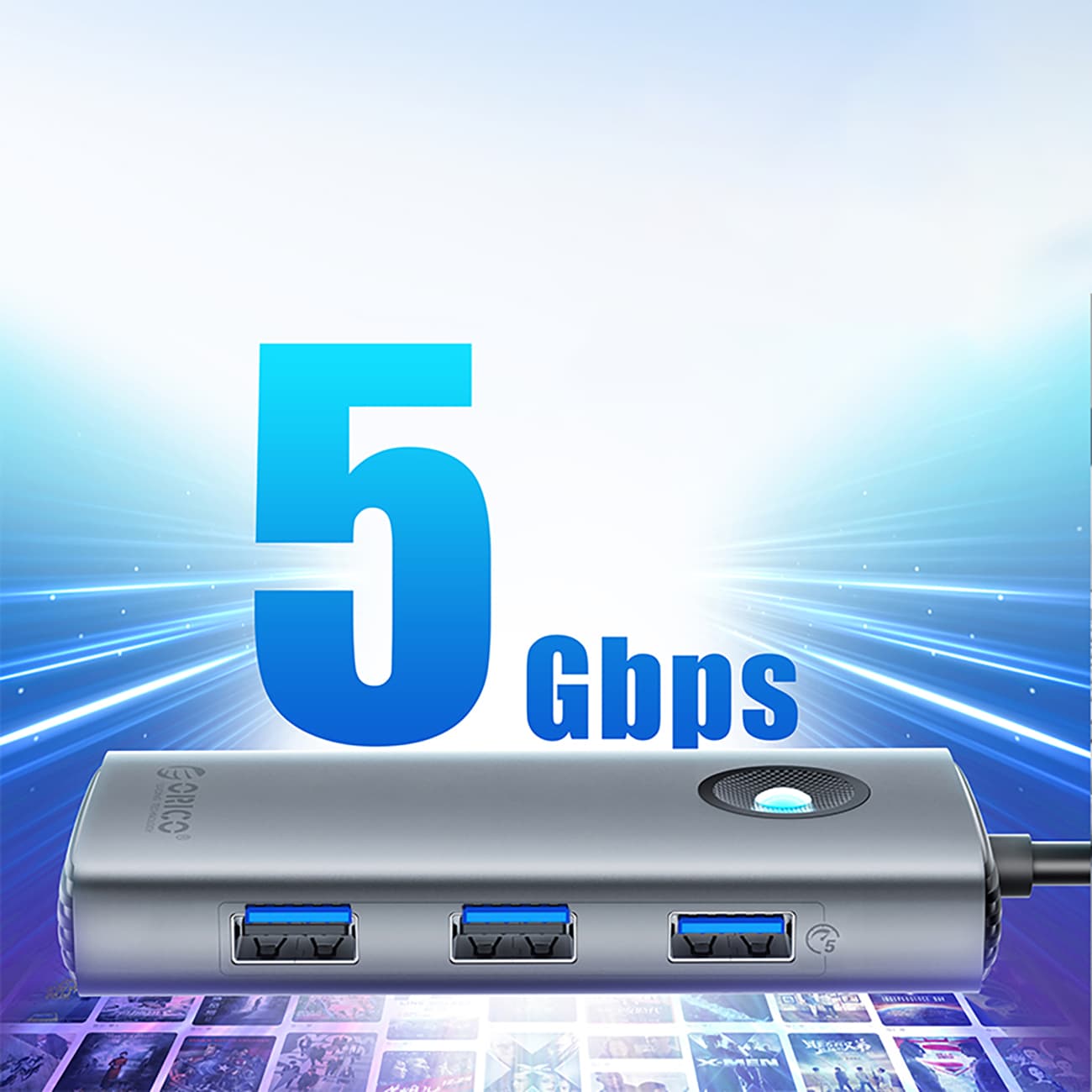 Orico PW11-6P USB-C Hub Dockningsstation 3x USB-A 3.0 + 1x USB-C 2.0 + 1x HDMI - Grå